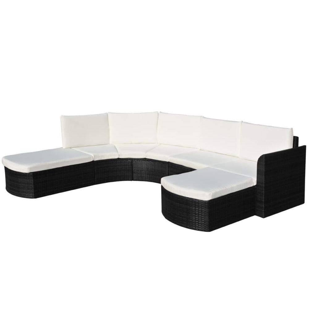 vidaXL 4-piece Garden Lounge Set with Cushions Poly Rattan Black