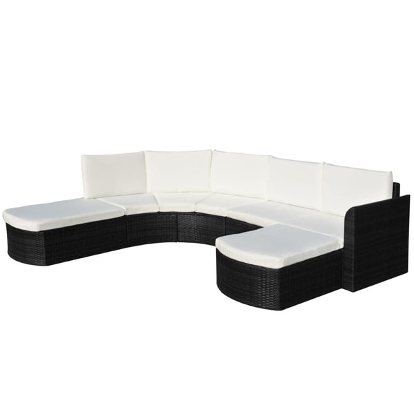 vidaXL 4-piece Garden Lounge Set with Cushions Poly Rattan Black