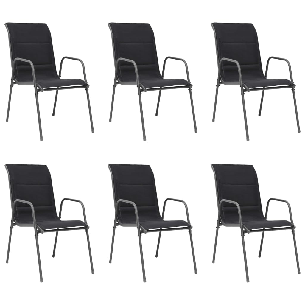 Gartensessel 6er Set Schwarz