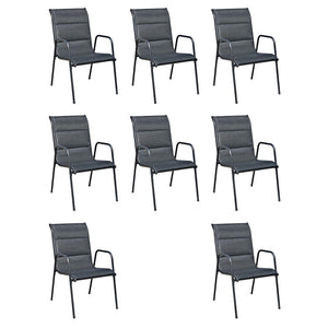 9-teilige Garten Essgruppe Schwarz Stahl