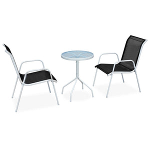 vidaXL 3-Piece Bistro Set Steel Black