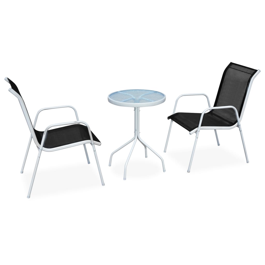 vidaXL 3-Piece Bistro Set Steel Black