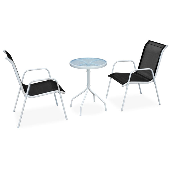 vidaXL 3-Piece Bistro Set Steel Black