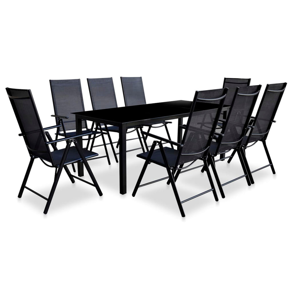 9-teilige Garten Essgruppe Klappbar Schwarz