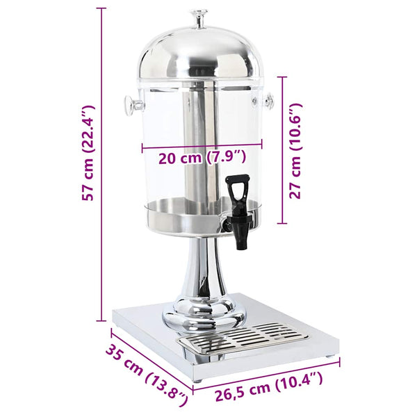 vidaXL Stainless Steel Drink Dispenser 8 Liters