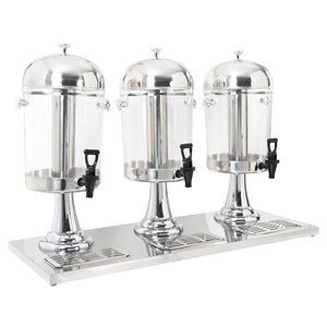 vidaXL Triple Beverage Dispenser Stainless Steel 3 x 8 Liters