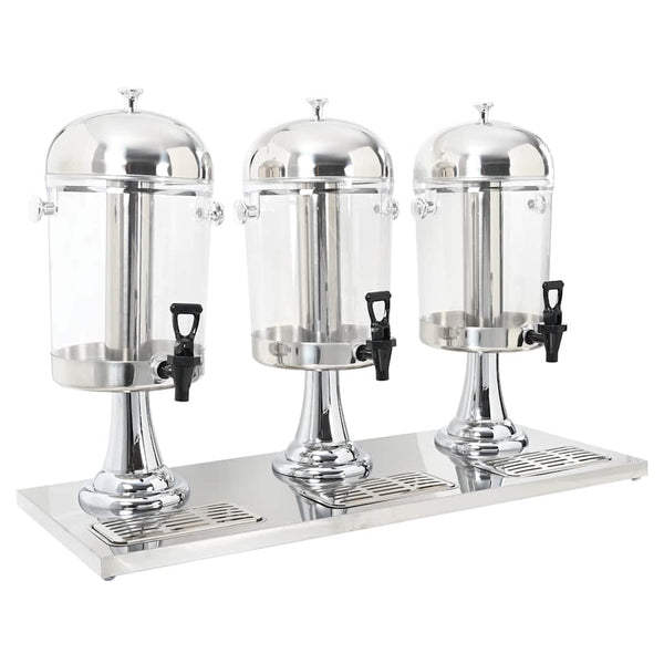 vidaXL Triple Beverage Dispenser Stainless Steel 3 x 8 Liters
