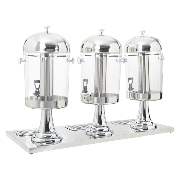 vidaXL Triple Beverage Dispenser Stainless Steel 3 x 8 Liters