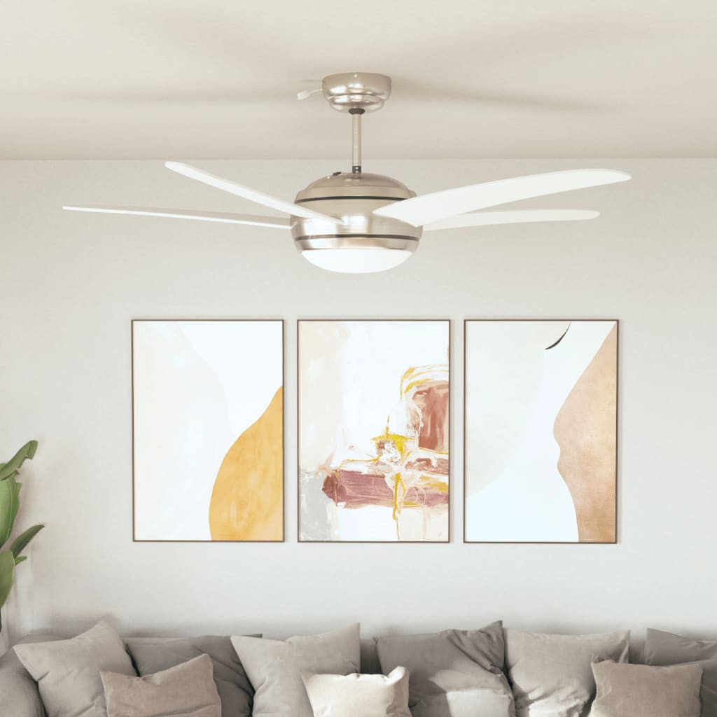 vidaXL Decorative Ceiling Fan with Light 128 cm White