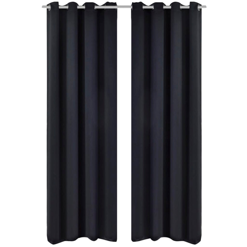 vidaXL Black Blackout Curtains 2 pcs. with Metal Eyelets 135x175 cm