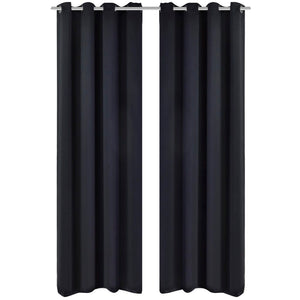 vidaXL Black Blackout Curtains 2 pcs. with Metal Eyelets 135x175 cm