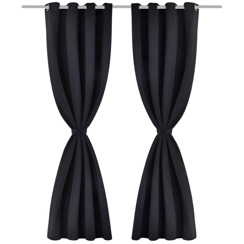 vidaXL Black Blackout Curtains 2 pcs. with Metal Eyelets 135x175 cm