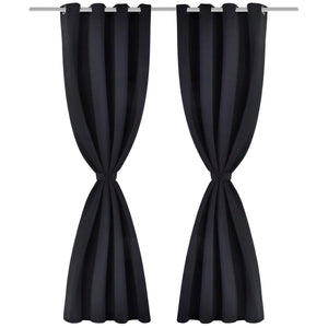 vidaXL Black Blackout Curtains 2 pcs. with Metal Eyelets 135x175 cm