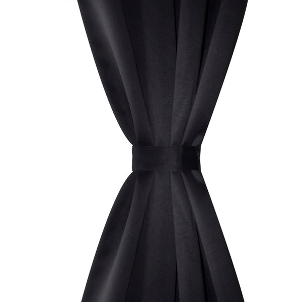 vidaXL Black Blackout Curtains 2 pcs. with Metal Eyelets 135x175 cm