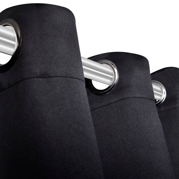 vidaXL Black Blackout Curtains 2 pcs. with Metal Eyelets 135x175 cm