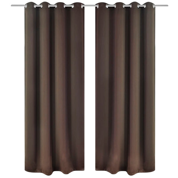 vidaXL Blackout Curtains 2 pcs. with Metal Eyelets 135 x 175 cm Brown