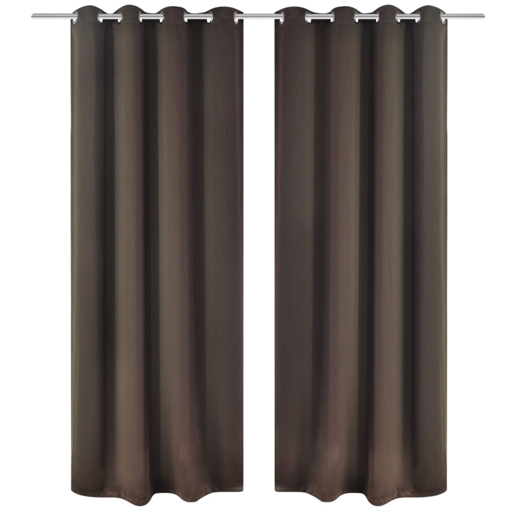 vidaXL Blackout Curtains 2 pcs. with Metal Eyelets 135 x 175 cm Brown