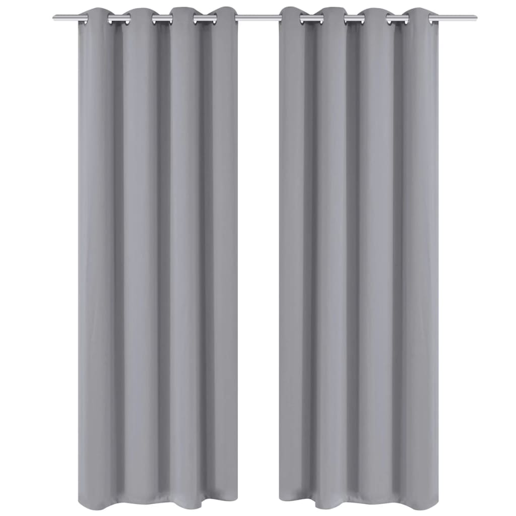 vidaXL Blackout Curtains 2 pcs. with Metal Eyelets 135 x 175 cm Grey