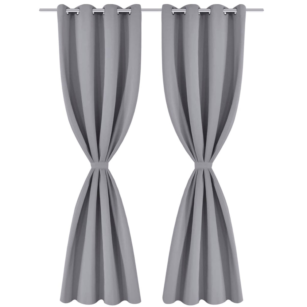 vidaXL Blackout Curtains 2 pcs. with Metal Eyelets 135 x 175 cm Grey