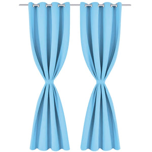 vidaXL Blackout Curtains 2 pcs. with Metal Eyelets 135 x 175 cm Turquoise