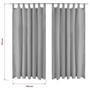 vidaXL Micro Satin Curtains 2 pcs. with Loops 140×175 cm Grey