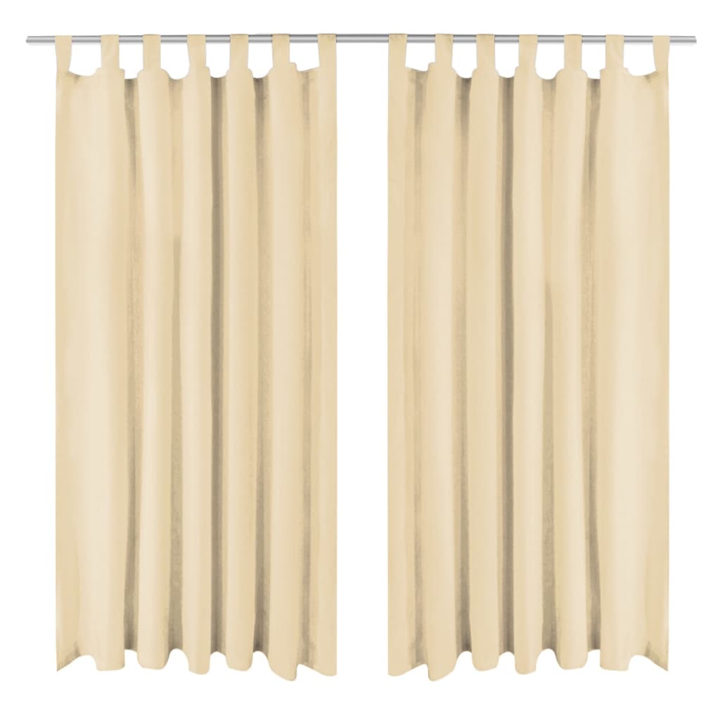 vidaXL Curtains Micro Satin 2 pcs. with Loops 140x245 cm Beige