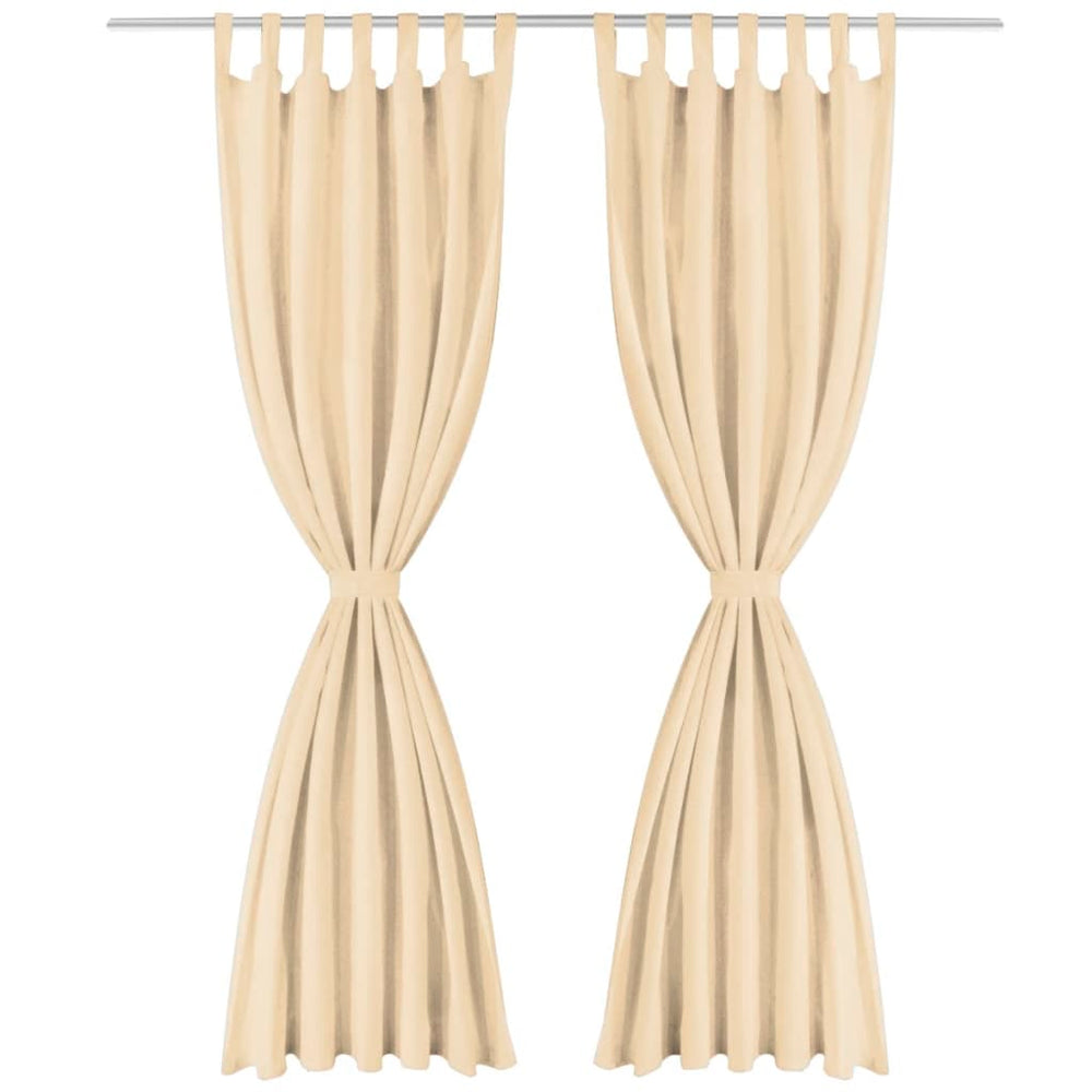 vidaXL Curtains Micro Satin 2 pcs. with Loops 140x245 cm Beige