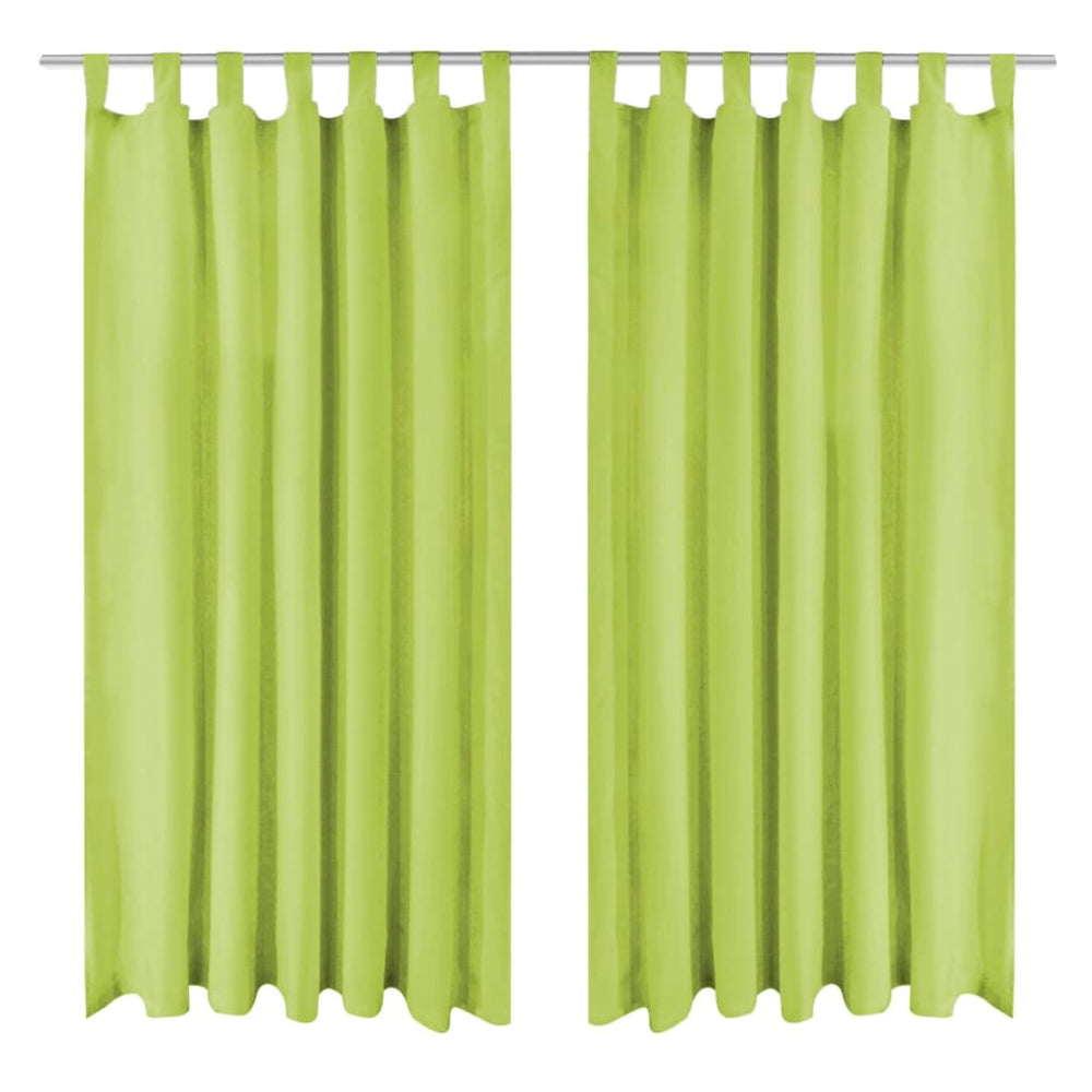 vidaXL Curtains Micro Satin 2 pcs. with Loops 140×245 cm Green