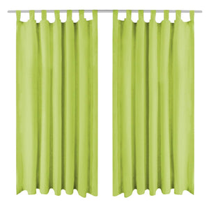 vidaXL Curtains Micro Satin 2 pcs. with Loops 140×245 cm Green