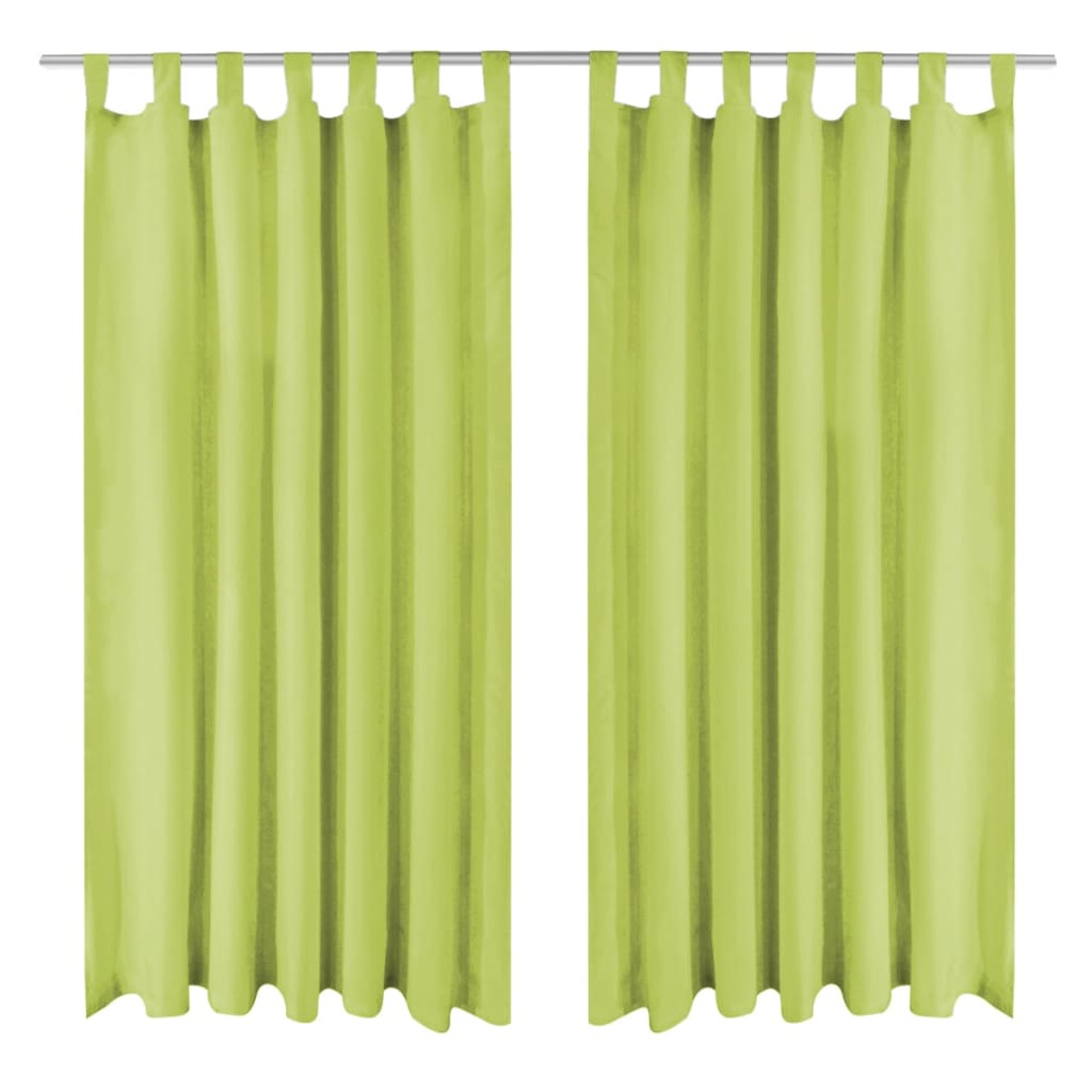 vidaXL Curtains Micro Satin 2 pcs. with Loops 140×245 cm Green
