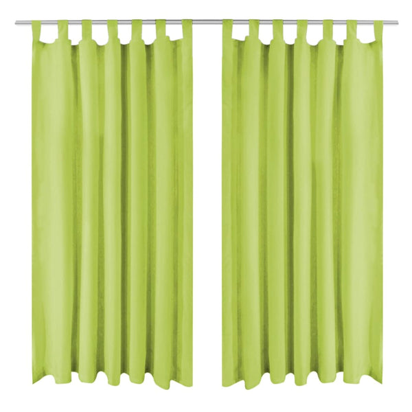 vidaXL Curtains Micro Satin 2 pcs. with Loops 140×245 cm Green