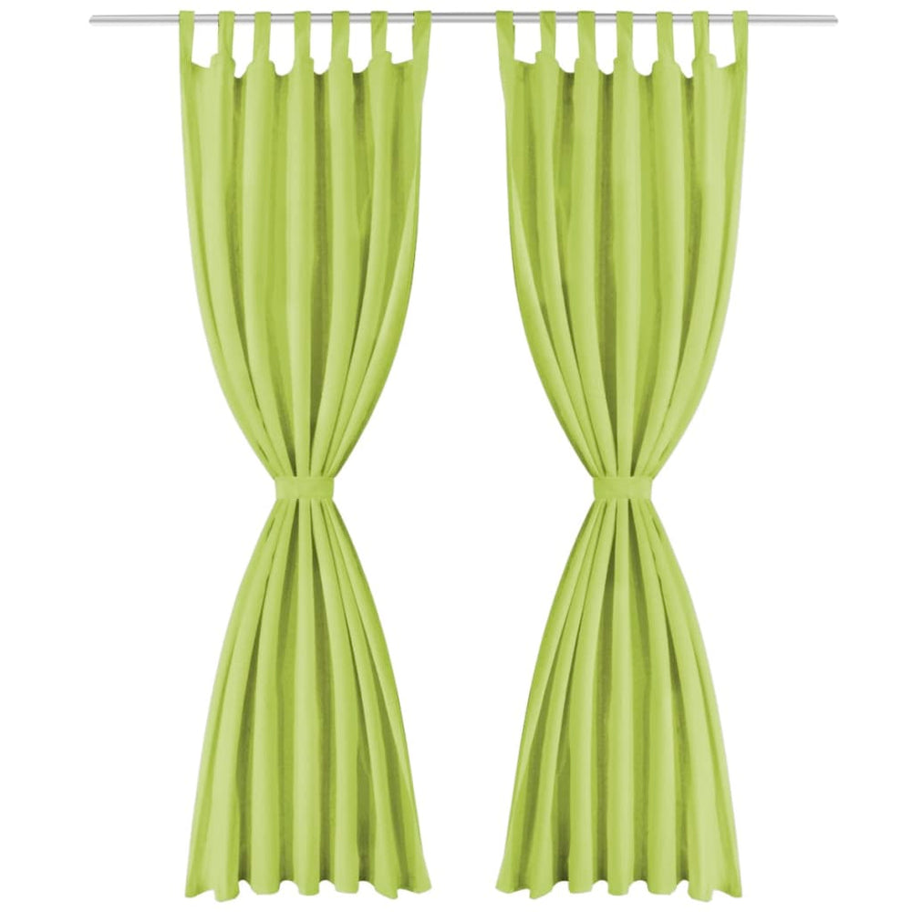 vidaXL Curtains Micro Satin 2 pcs. with Loops 140×245 cm Green