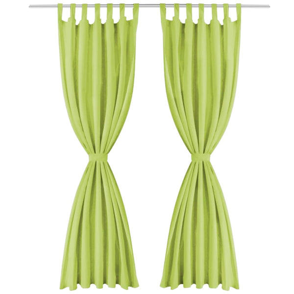 vidaXL Curtains Micro Satin 2 pcs. with Loops 140×245 cm Green