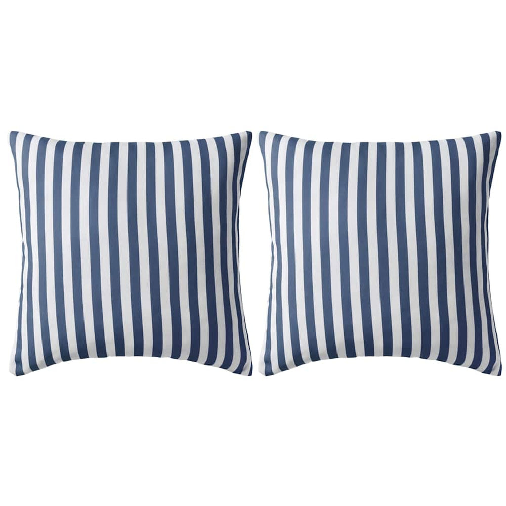 vidaXL Garden Cushions 2 pcs. Striped Pattern 45 x 45 cm Navy Blue