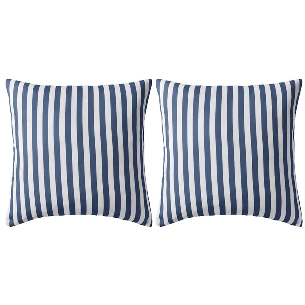 vidaXL Garden Cushions 2 pcs. Striped Pattern 45 x 45 cm Navy Blue