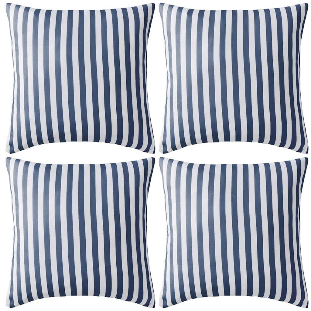 vidaXL Garden Cushions 4 pcs. Striped 45 x 45 cm Navy Blue