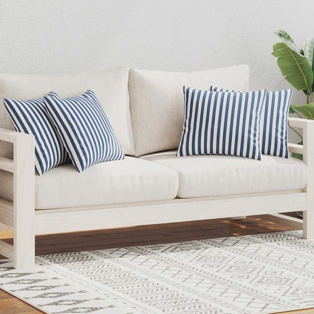 vidaXL Garden Cushions 4 pcs. Striped 45 x 45 cm Navy Blue