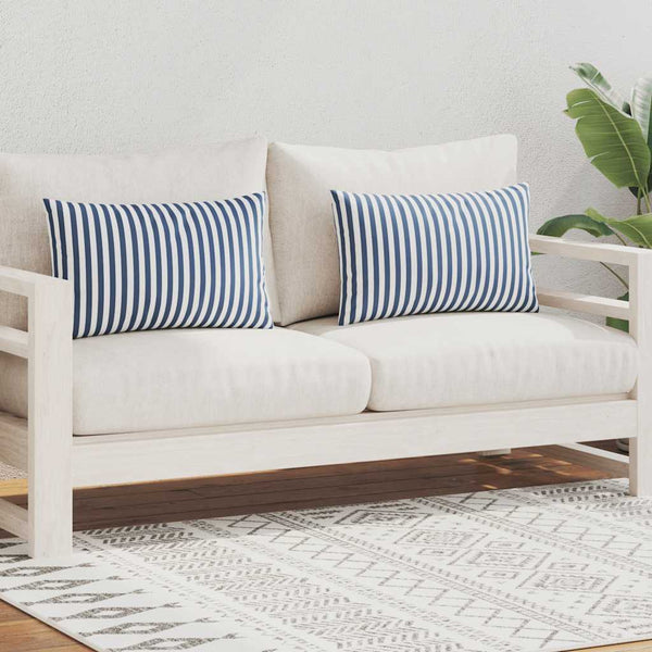 vidaXL Garden Cushions 2 pcs. Striped 60 x 40 cm Navy Blue
