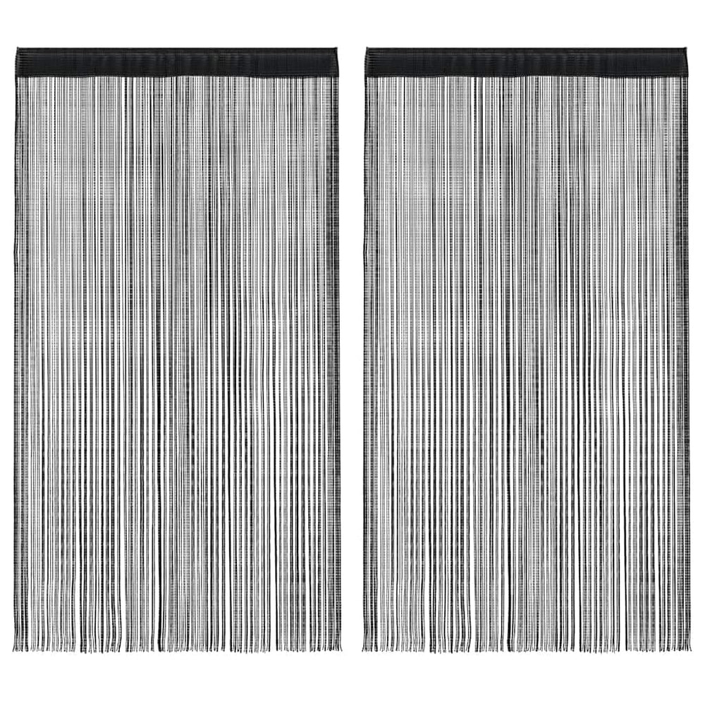 vidaXL String Curtains 2 pcs. 100 x 250 cm Black