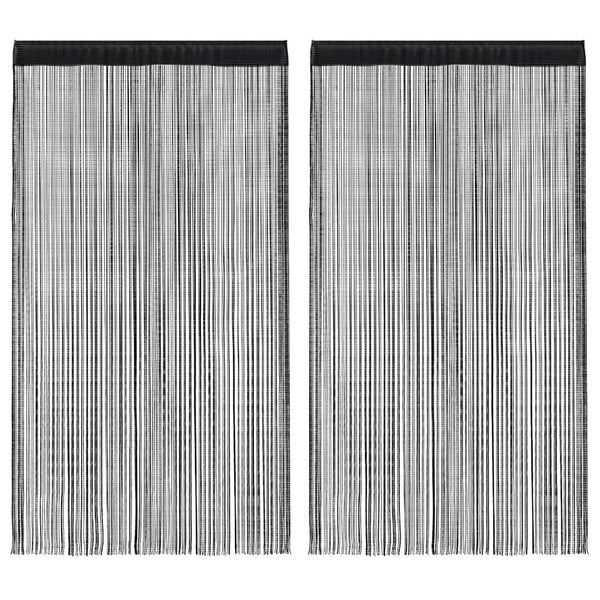 vidaXL String Curtains 2 pcs. 100 x 250 cm Black