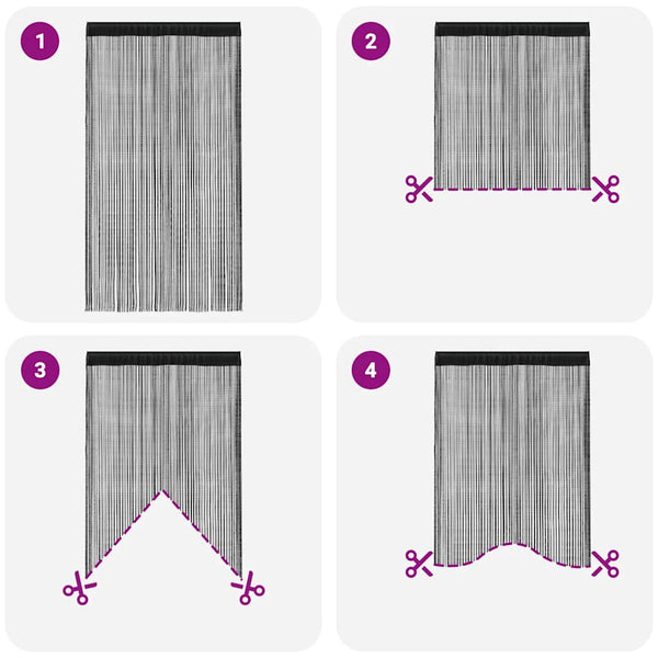 vidaXL String Curtains 2 pcs. 100 x 250 cm Black