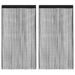 vidaXL String Curtains 2 pcs 140 x 250 cm Black
