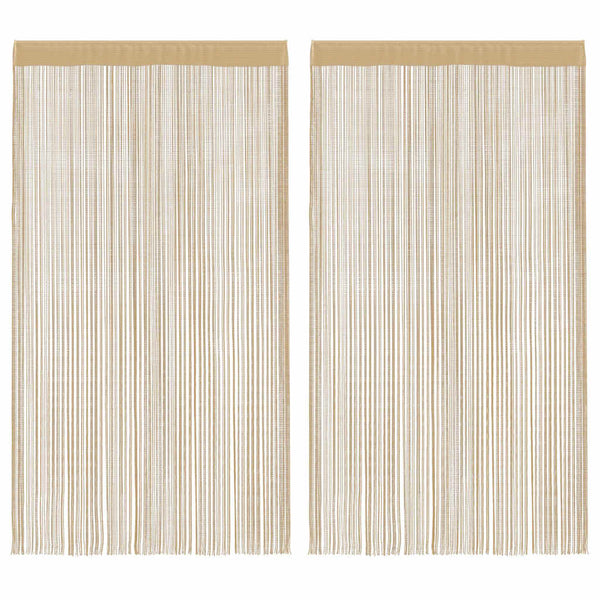 vidaXL String Curtains 2 pcs. 100 x 250 cm Beige
