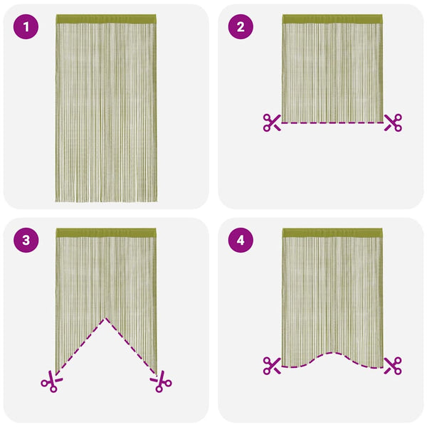vidaXL String Curtains 2 pcs. 140 x 250 cm Green