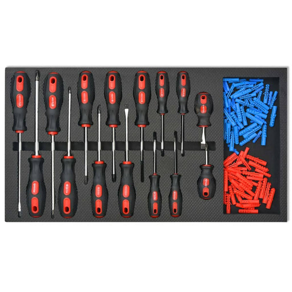 vidaXL Workshop Trolley with 1125 Tools Steel Red