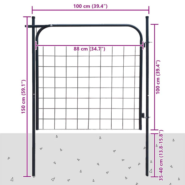 vidaXL Garden Gate 100x100 cm Anthracite