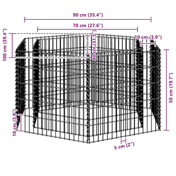 vidaXL Hexagonal Gabion Raised Garden Bed 100×90×50 cm