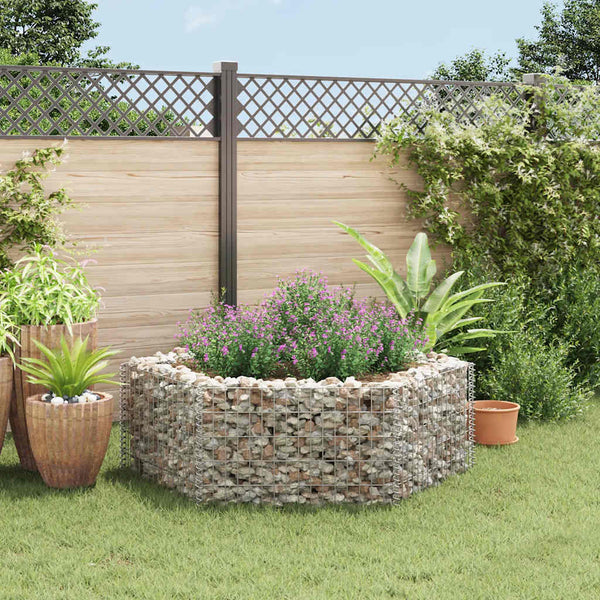 vidaXL Hexagonal Gabion Raised Garden Bed 160x140x50 cm