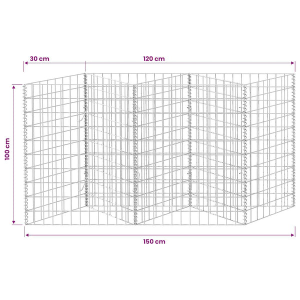 vidaXL Gabion Planter Raised Vegetable Garden Steel 120×30×100 cm