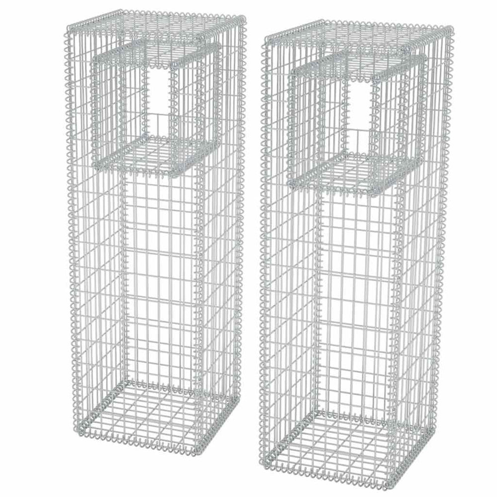 vidaXL Gabion Basket Post/Planter 2 pcs. Steel 50x50x160 cm